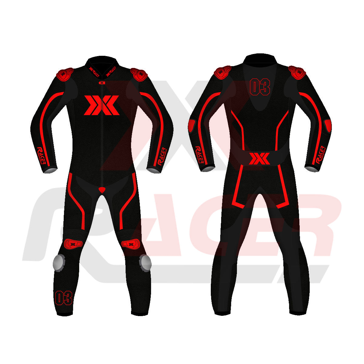 Black and Red X3 Motobike Racing Suit