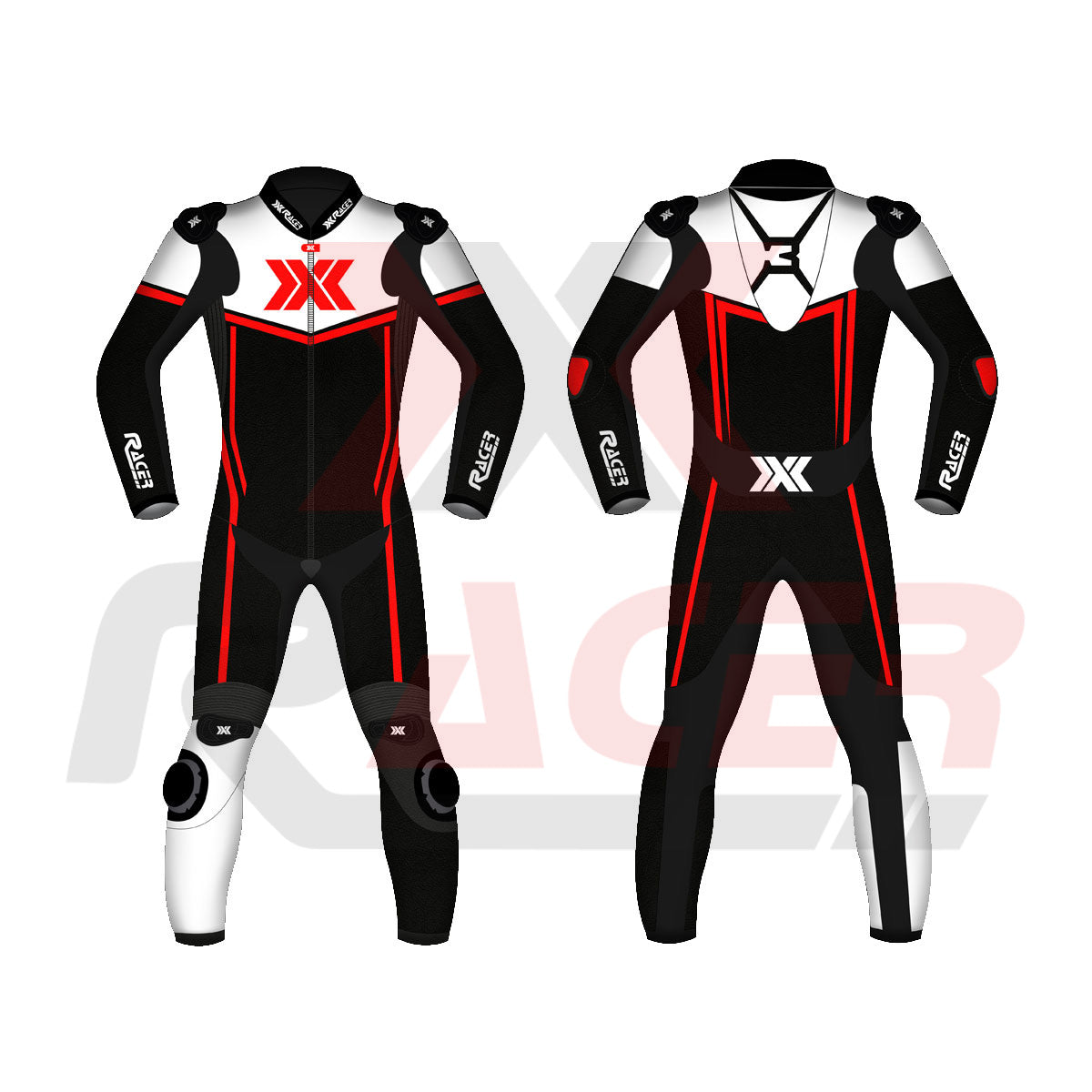 Black, Red and White X3 Motobike Racing Suit