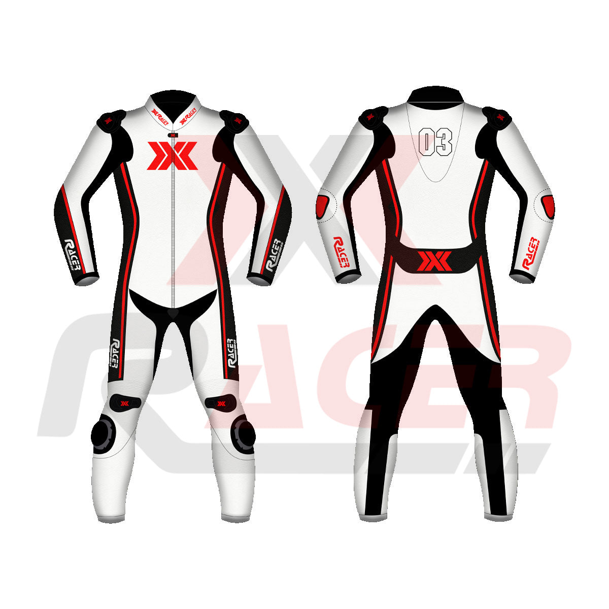 White and Black X3 Motobike Racing Suit