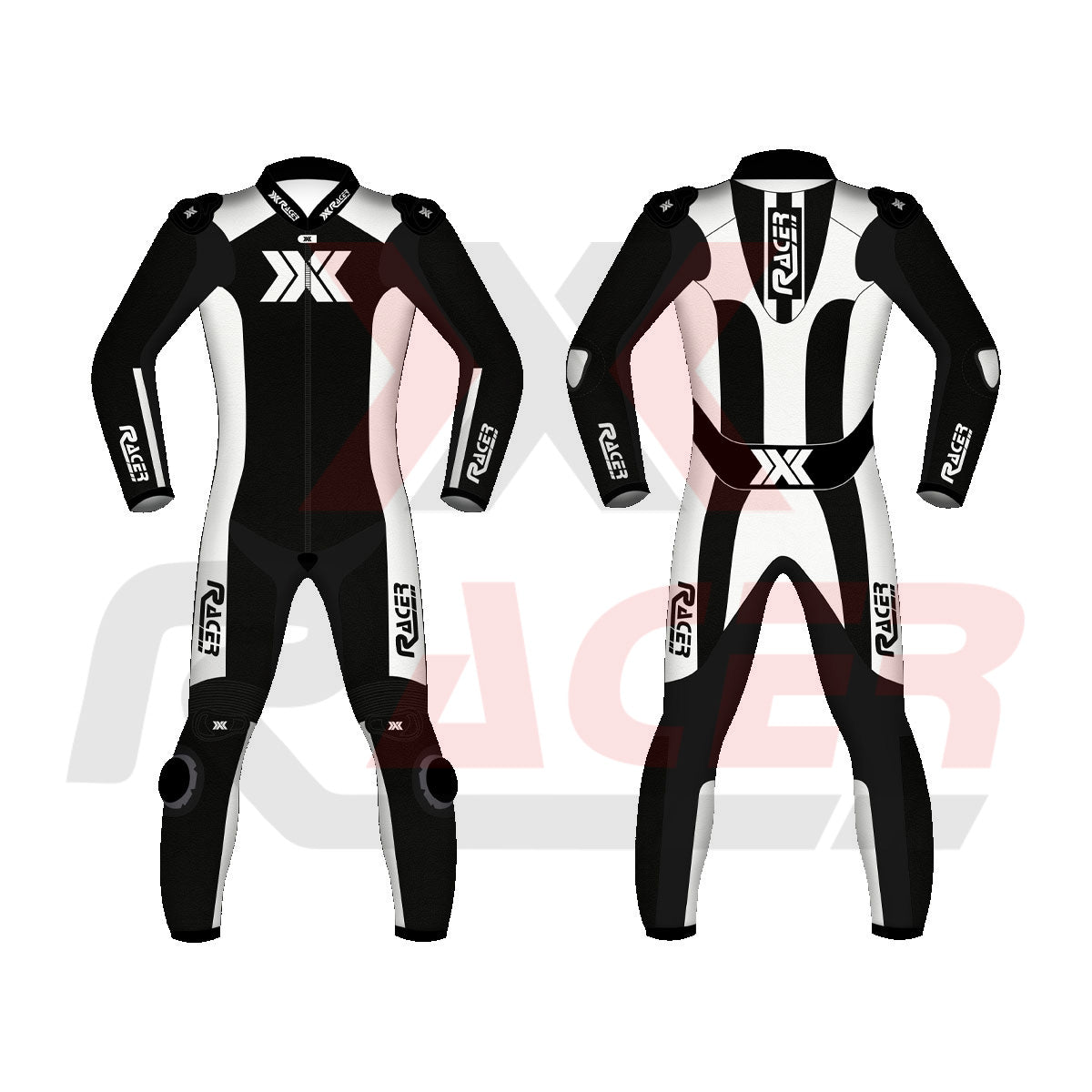 Black and White X3 Motobike Racing Suit