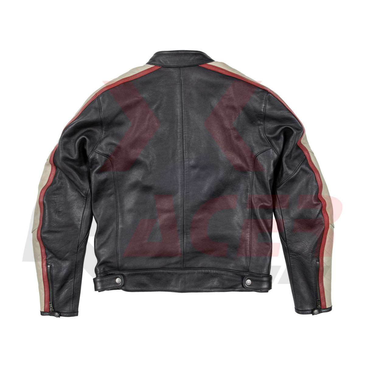 Simple Mens Leather Jacket with White Arm Design