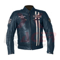 Helstons Mens Leather Jacket with White Front Lines