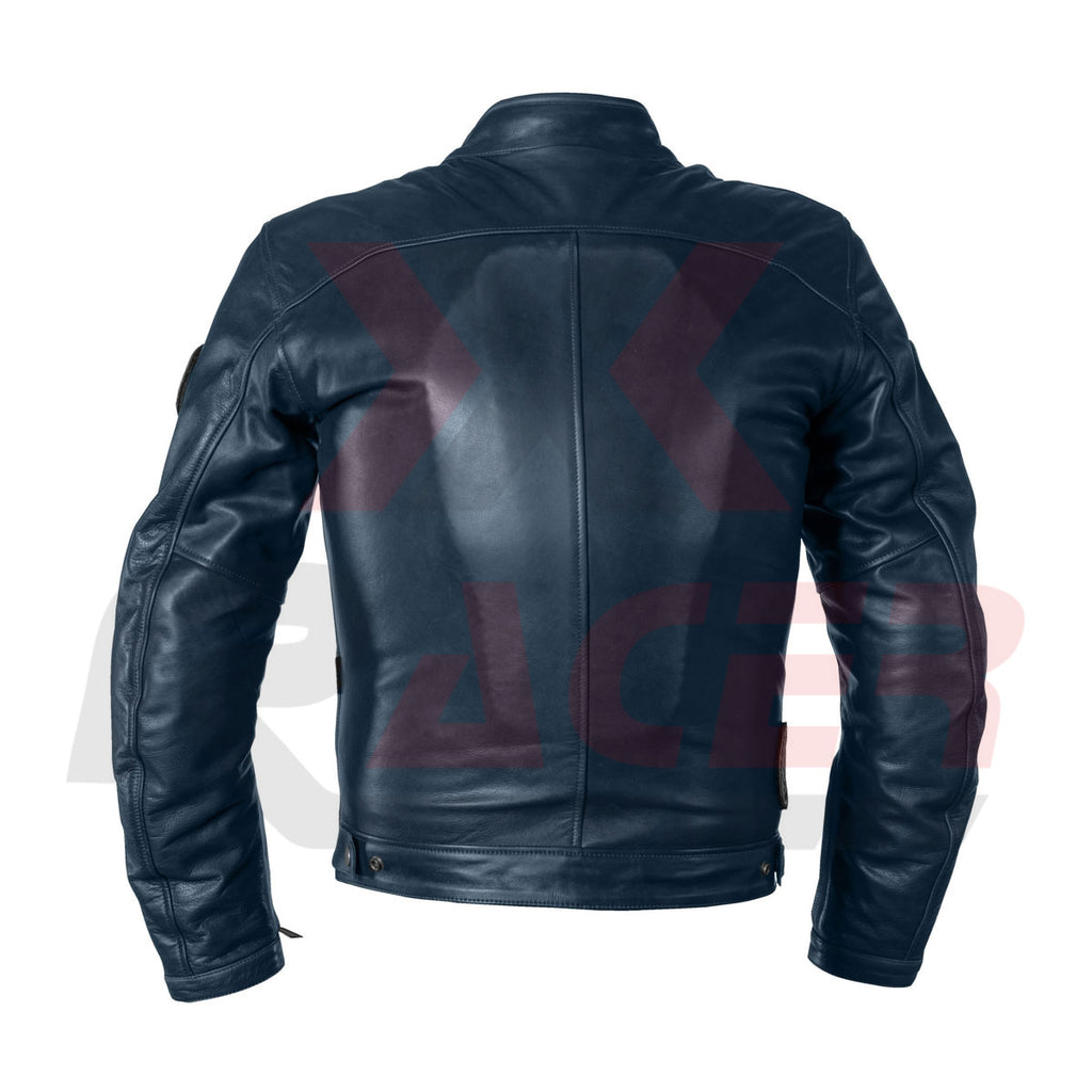 Helstons Mens Leather Jacket with White Front Lines