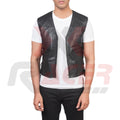 Plain Black V-Neck Leather Vest