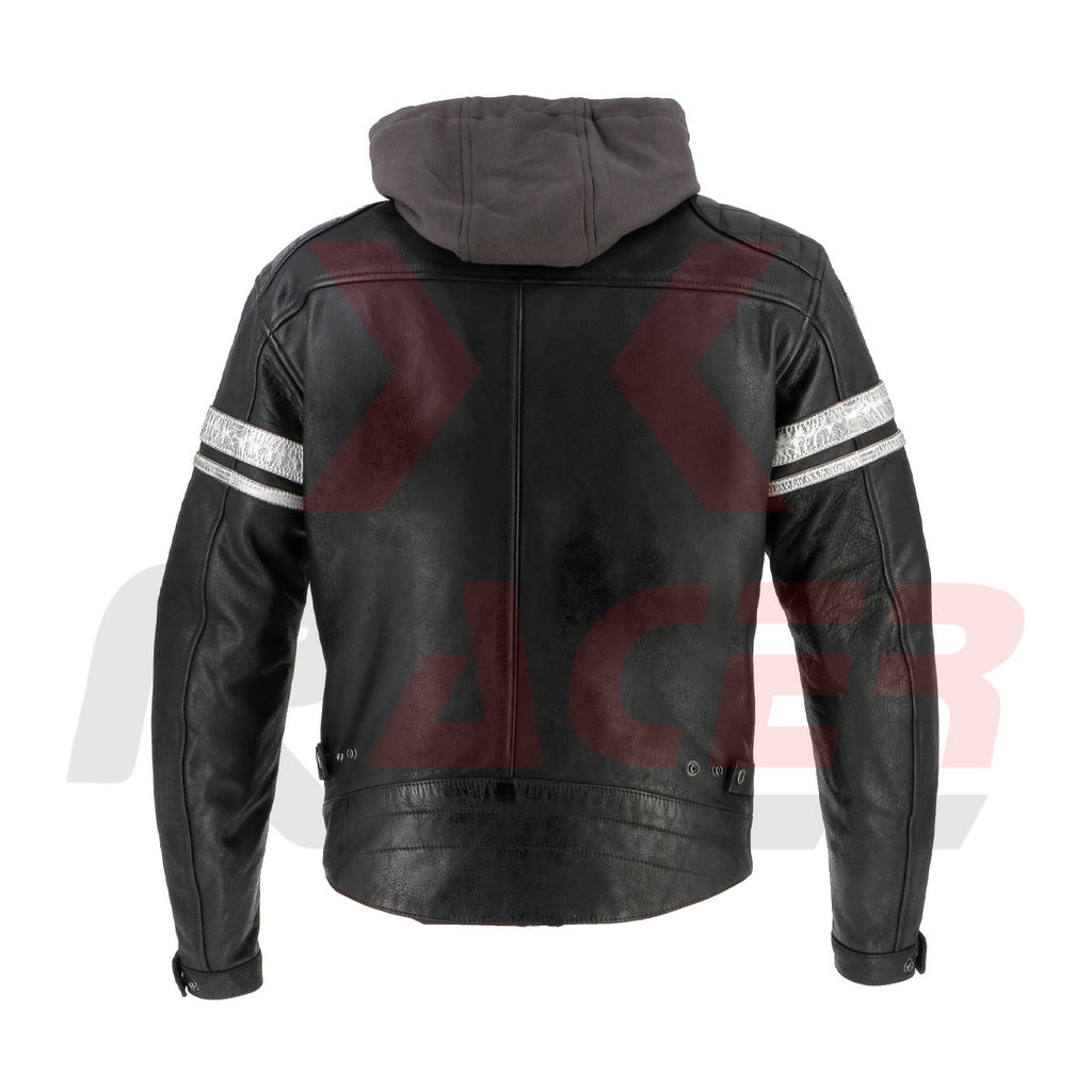 Helstons Mens Leather Jacket with Reflective Tape