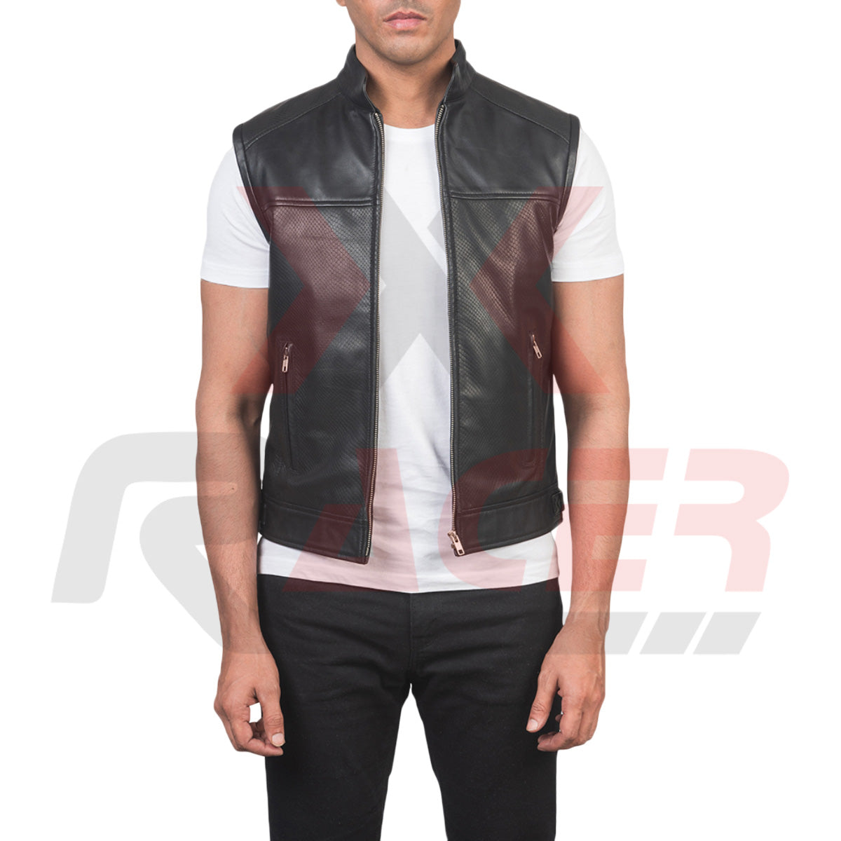 Plain Black Leather Vest