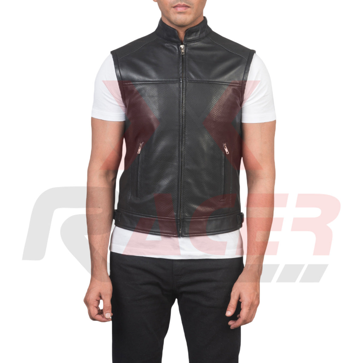 Plain Black Leather Vest