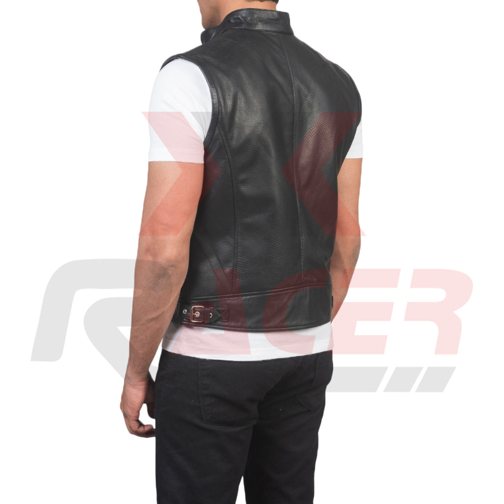 Plain Black Leather Vest