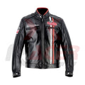 Helstons Black Mens Leather Jacket with White and Red Tap