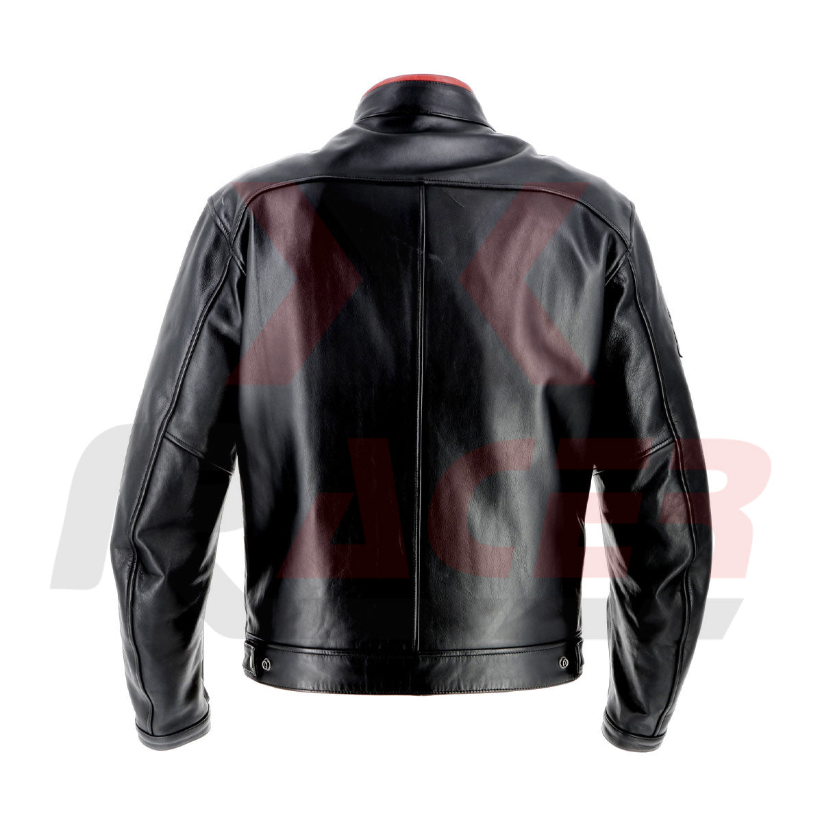 Helstons Black Mens Leather Jacket with White and Red Tap
