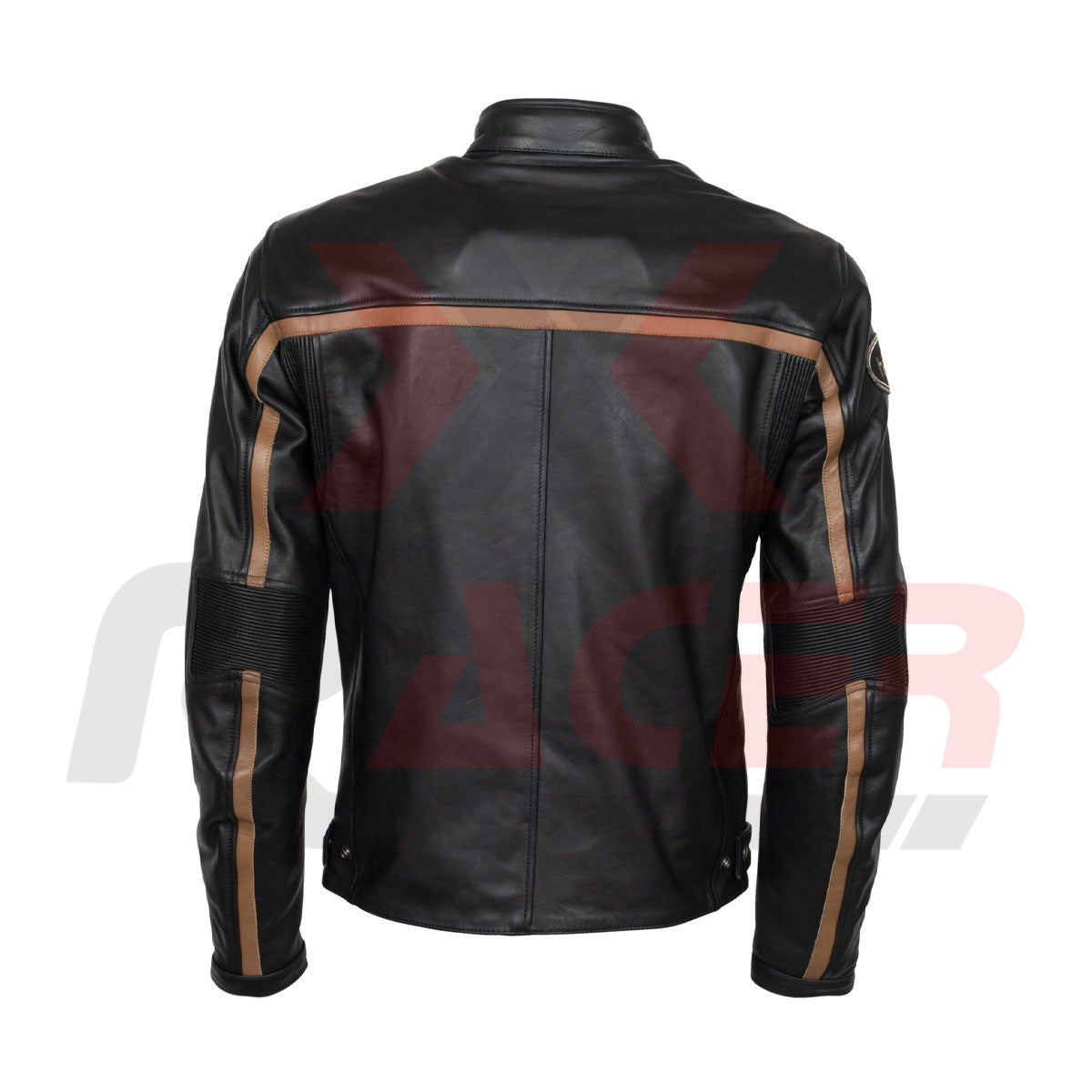 Helstons Racing Black Mens Leather Jacket with Brown Tap