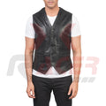 Black V-Neck Leather Vest