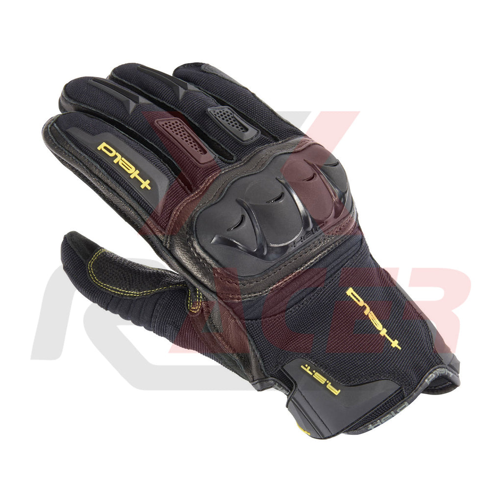 Performance Motorcycle Gloves with Knuckle Protection and Yellow Design