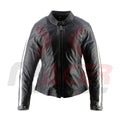 Black Leather Jacket for Women with reflective Arm Tapes