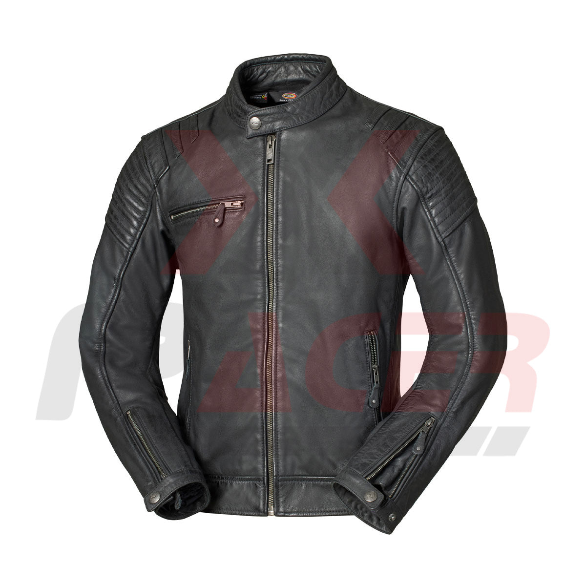 Simple Mens Leather Jacket with Front Zipper Pocket Black