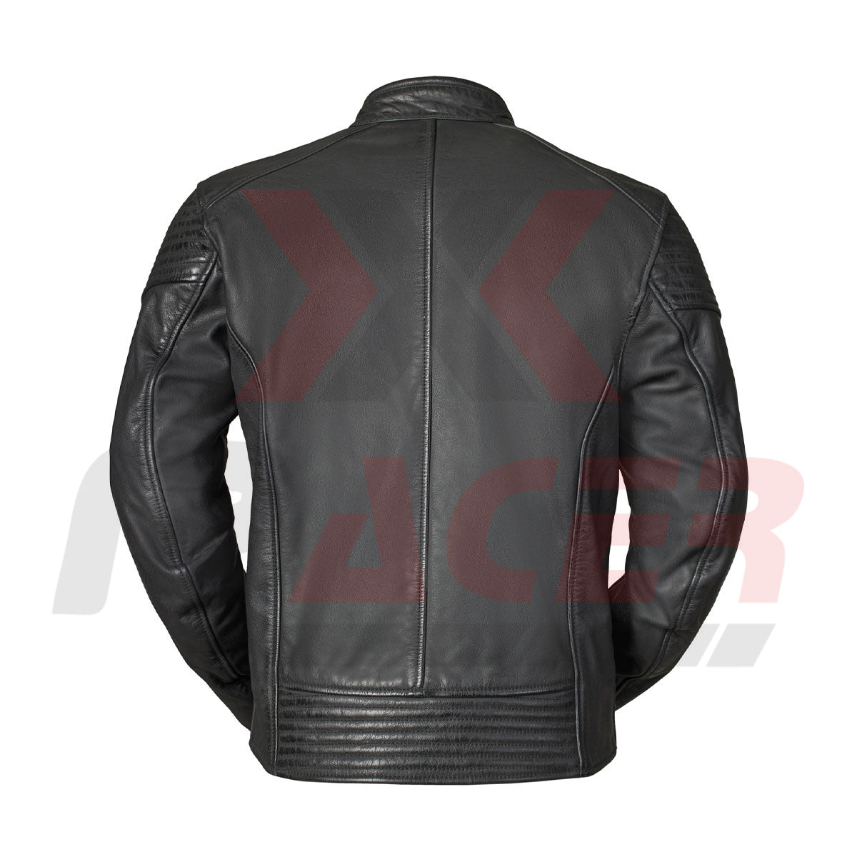 Simple Mens Leather Jacket with Front Zipper Pocket Black