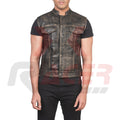 Leather Vest with Top Front Pockets Black/Brown