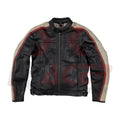 Simple Mens Leather Jacket with White Arm Design