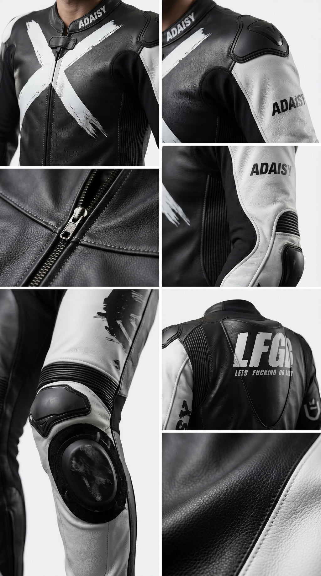 Black and White X3 Motobike Racing Suit with X Logo