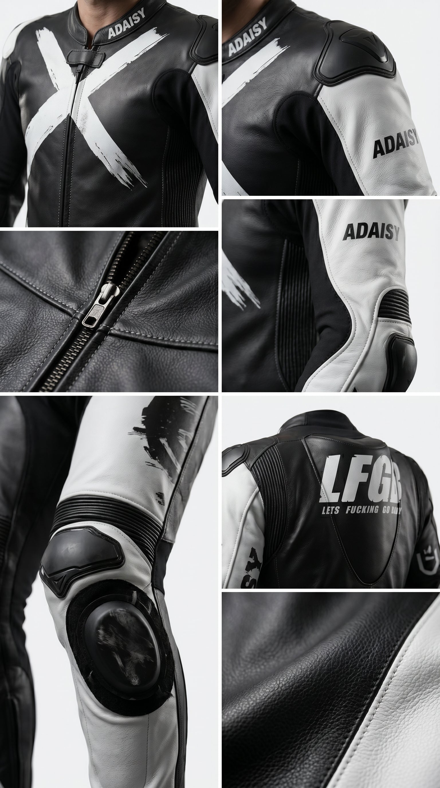 Black and White X3 Motobike Racing Suit with X Logo