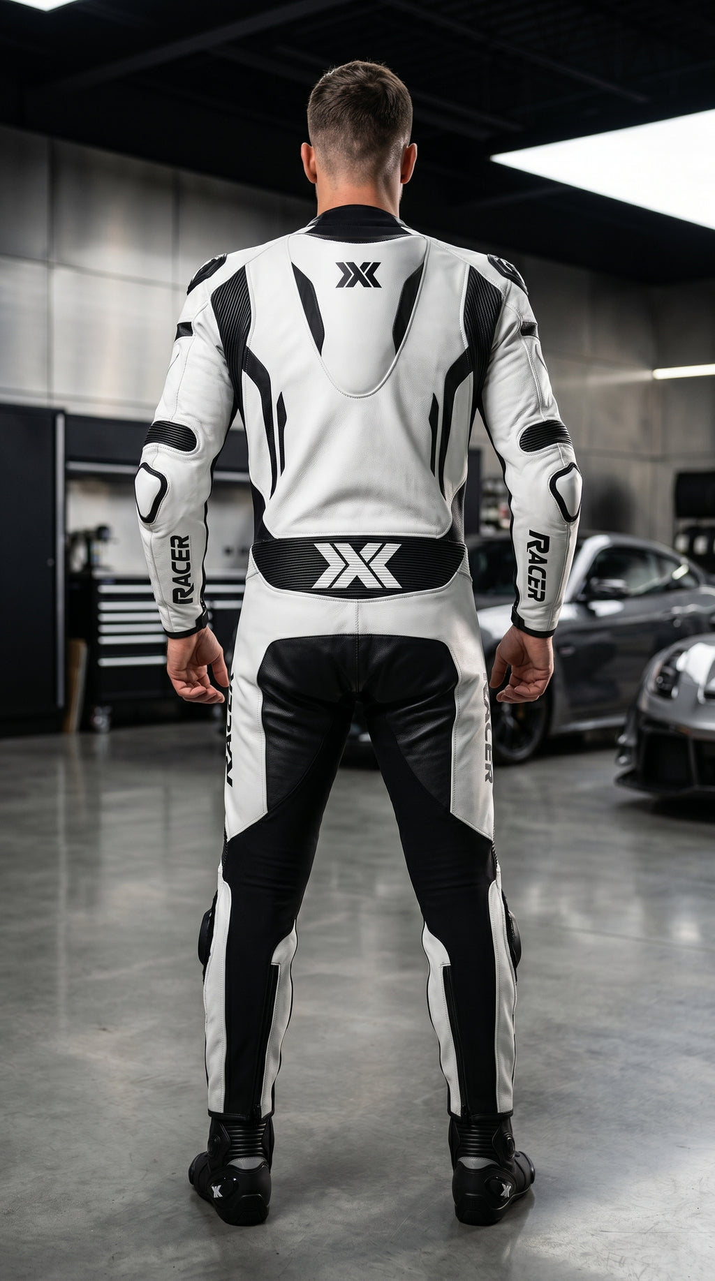 Black and White X3 Motobike Racing Suit