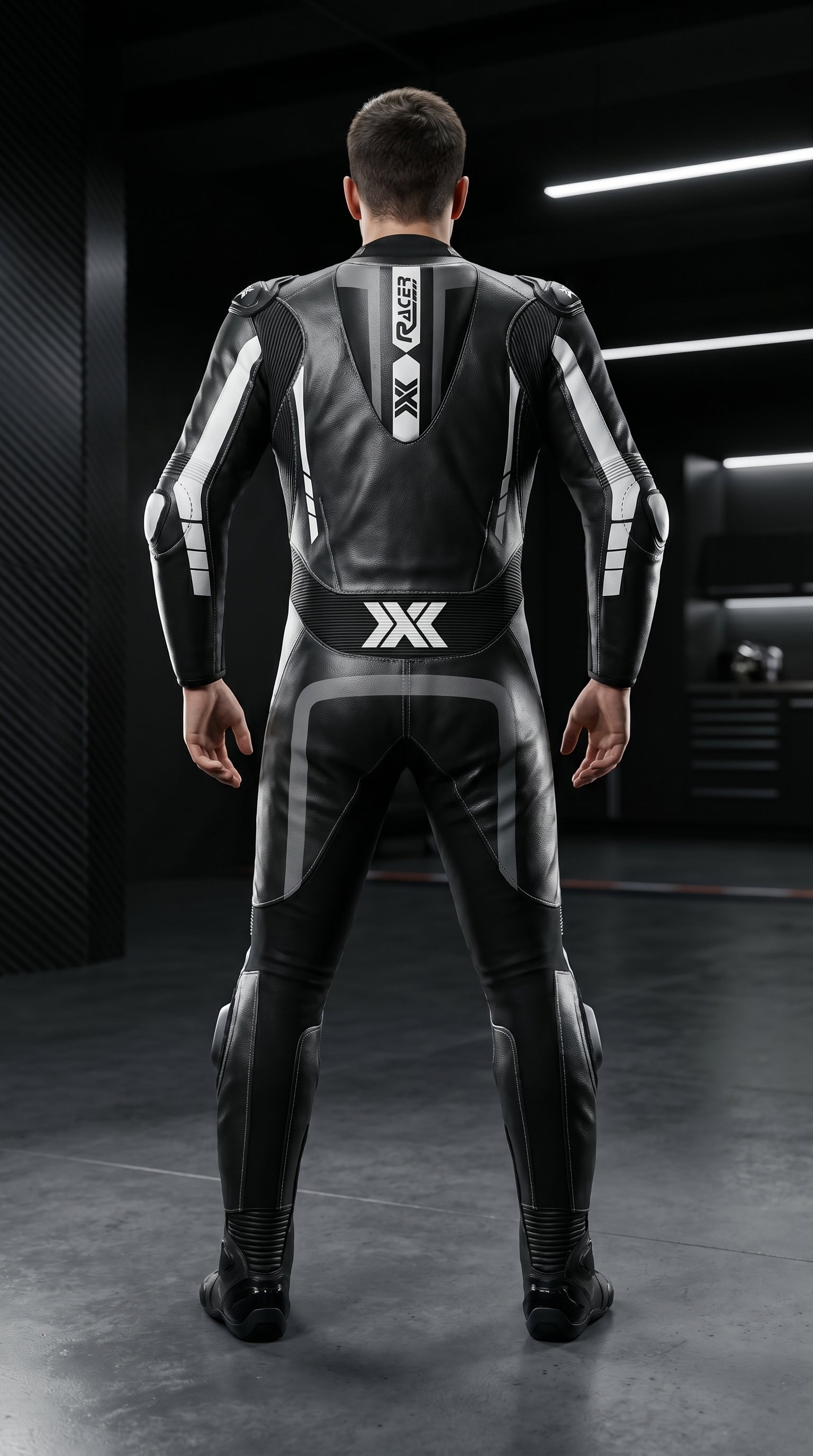 Grey and Black X3 Motobike Racing Suit