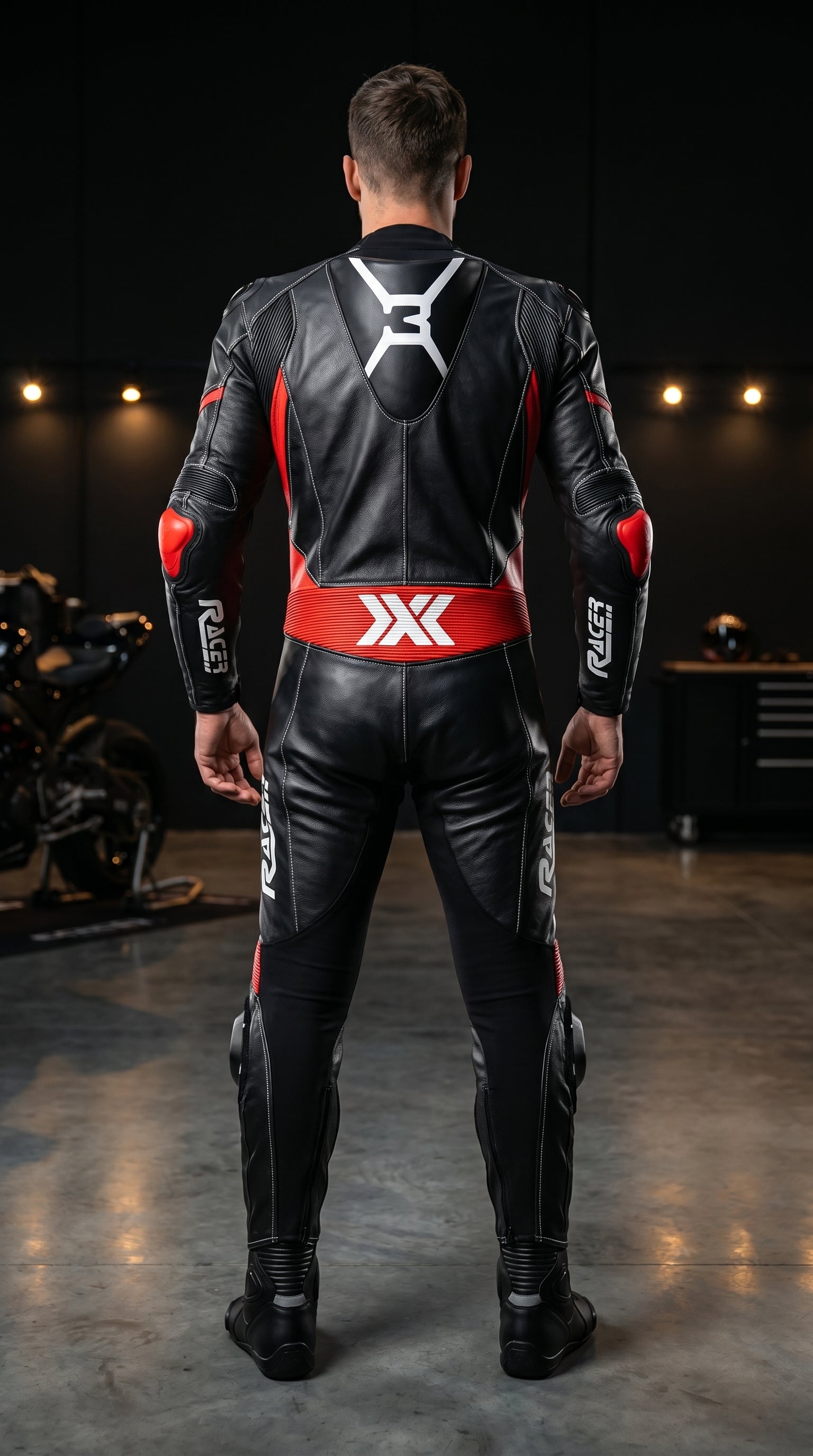 Black, Grey and Red X3 Motobike Racing Suit