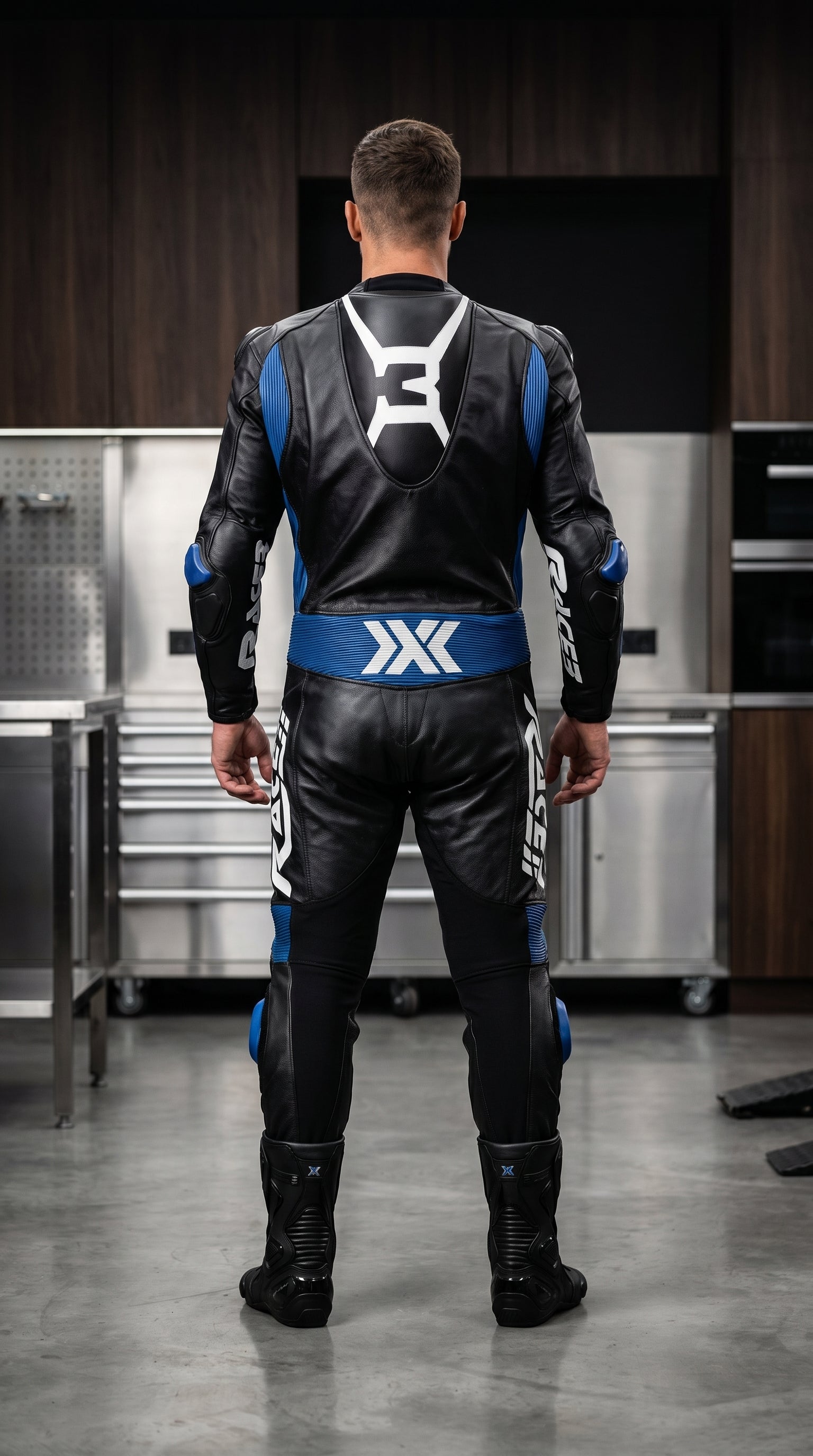 Black and Blue X3 Motobike Racing Suit