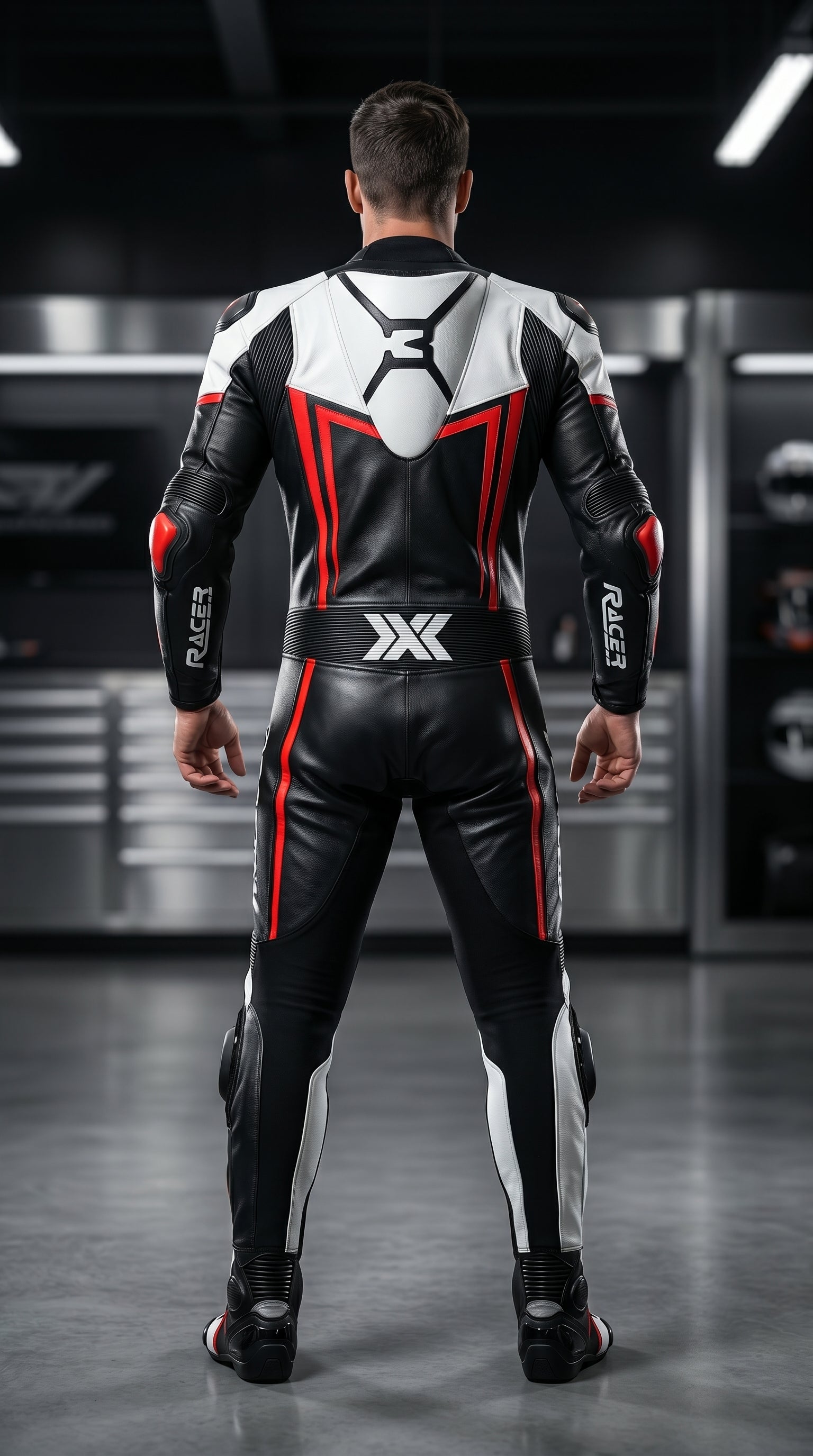 Black, Red and White X3 Motobike Racing Suit