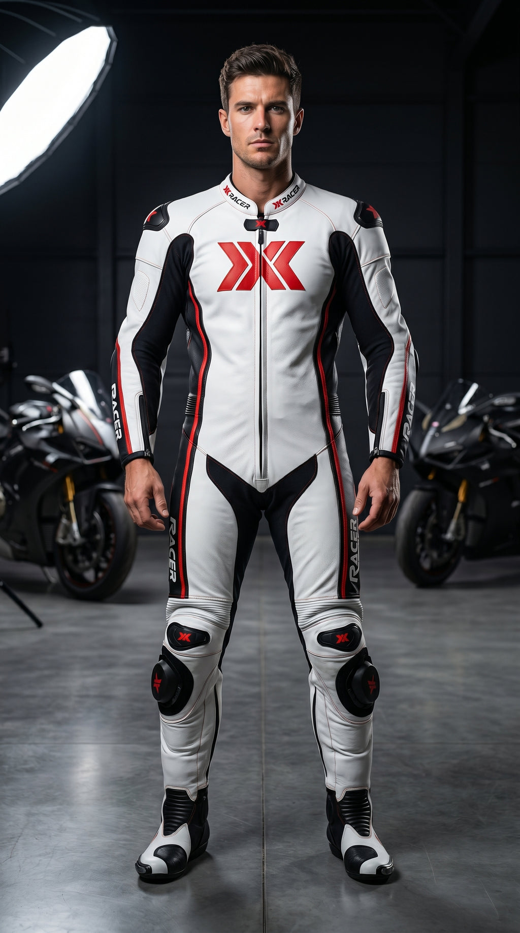 White and Black X3 Motobike Racing Suit