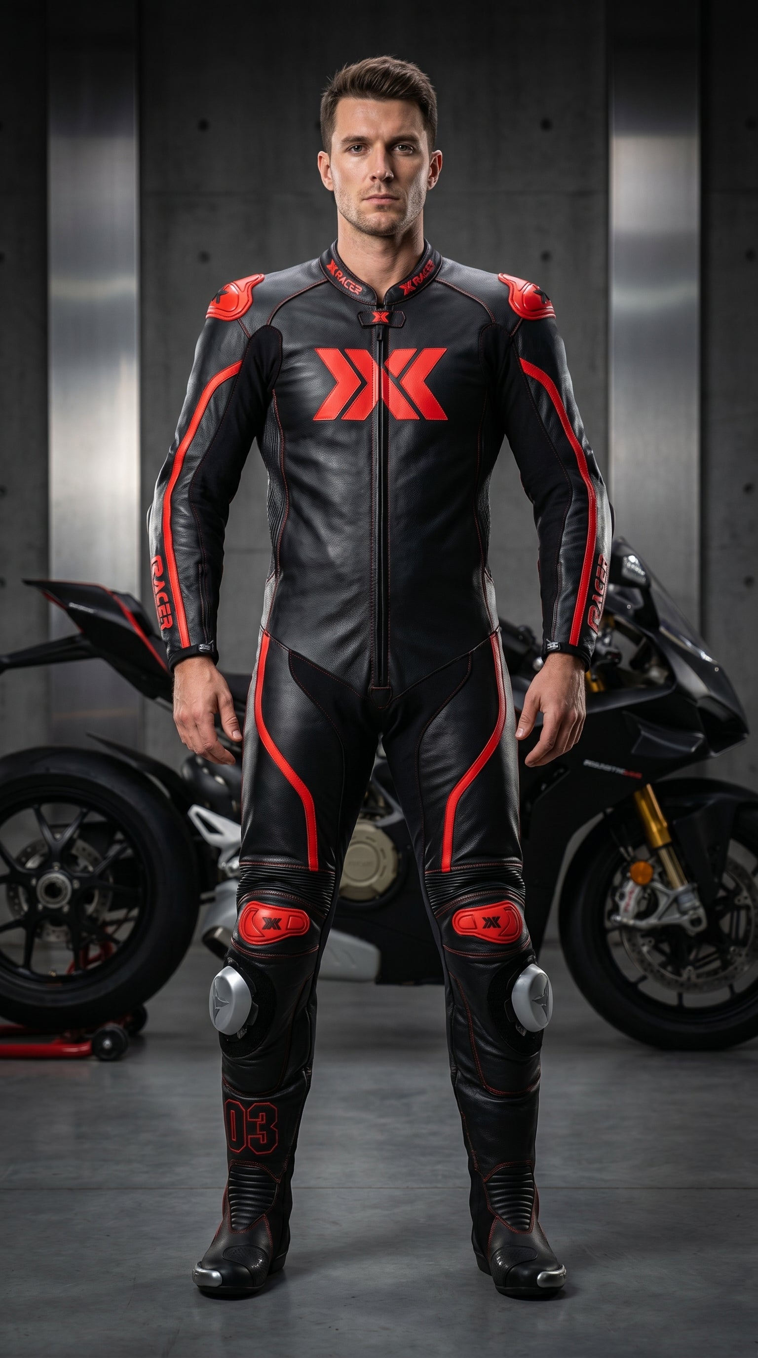 Black and Red X3 Motobike Racing Suit