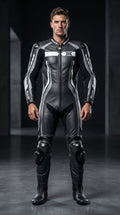 Grey and Black X3 Motobike Racing Suit
