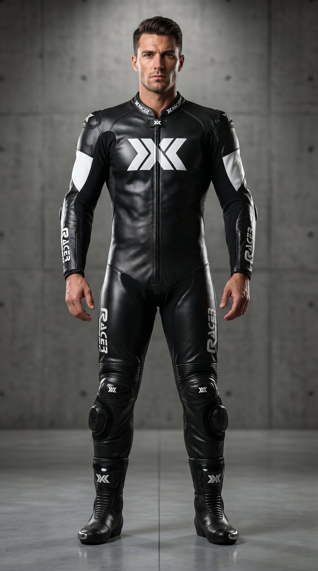 Black, Grey and White X3 Motobike Racing Suit