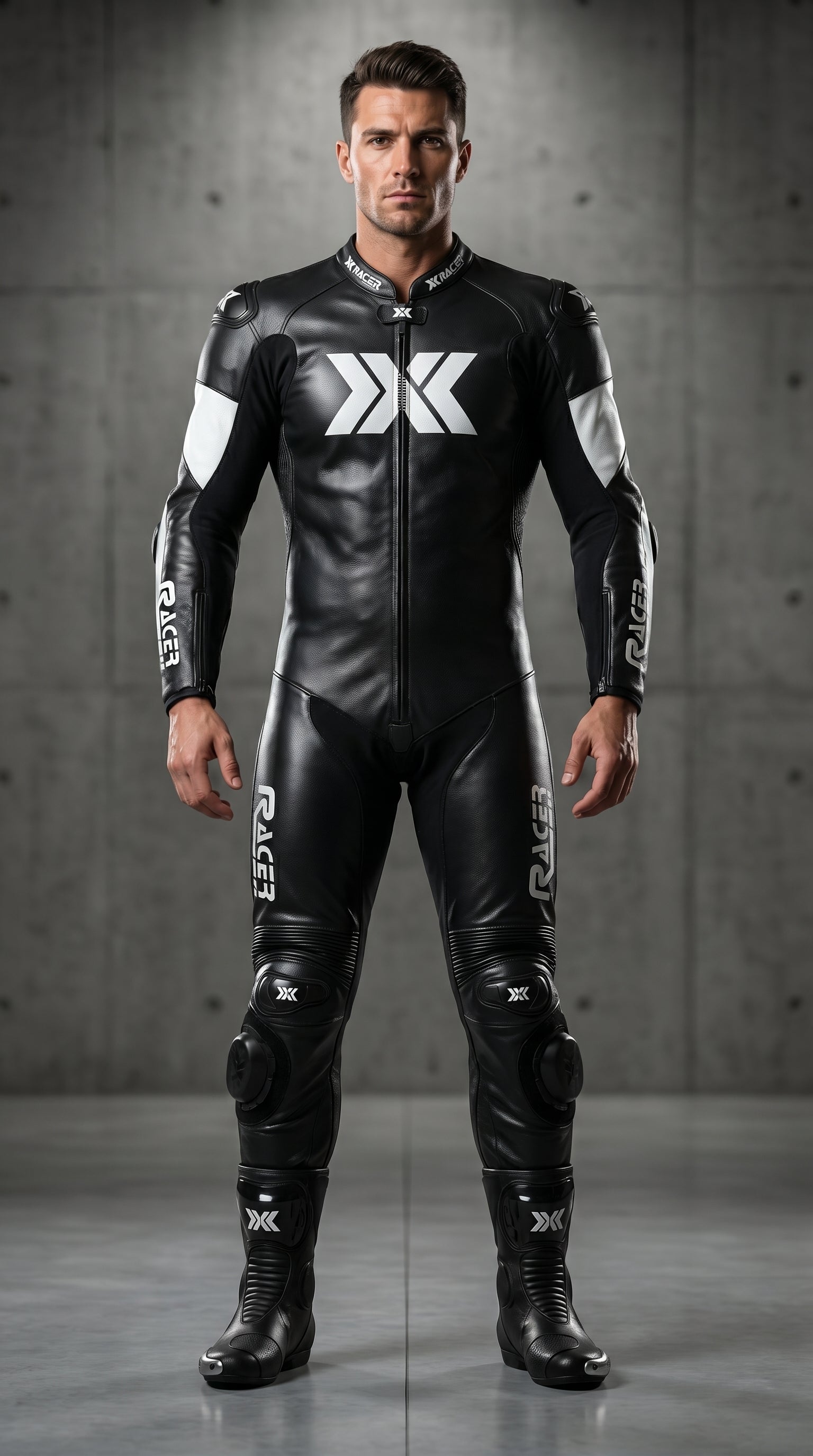 Black, Grey and White X3 Motobike Racing Suit