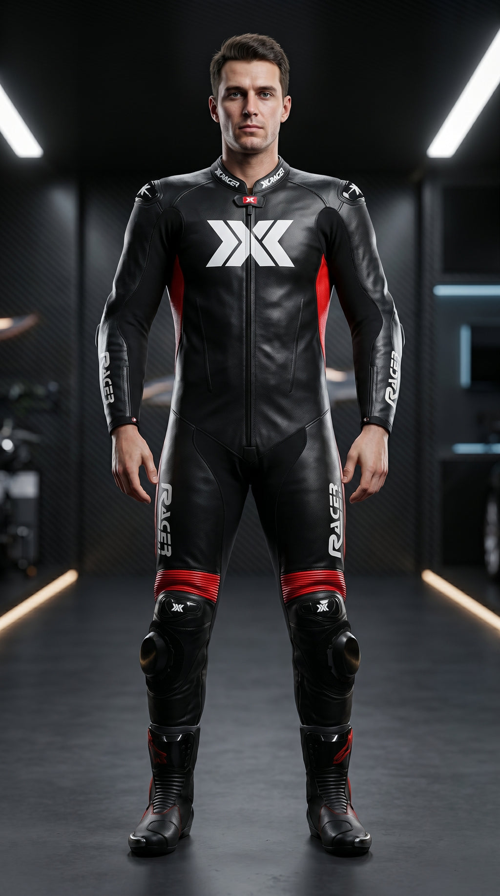 Black, Grey and Red X3 Motobike Racing Suit