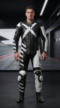 Black and White X3 Motobike Racing Suit with X Logo