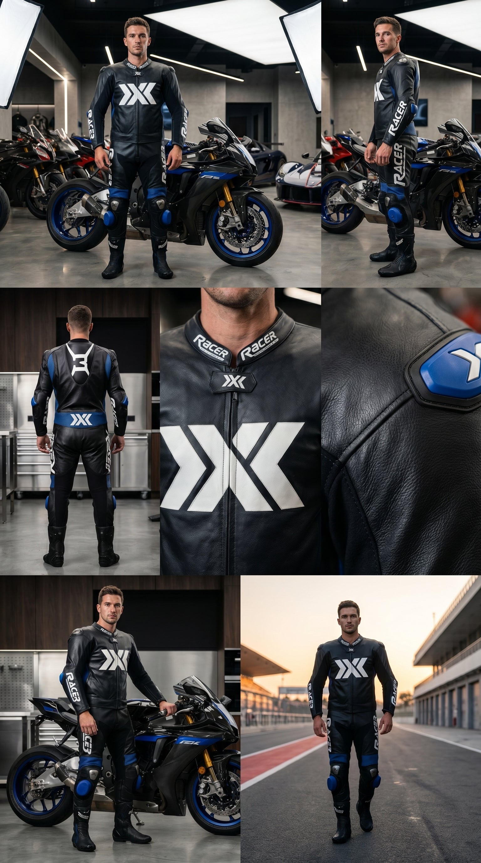 Black and Blue X3 Motobike Racing Suit