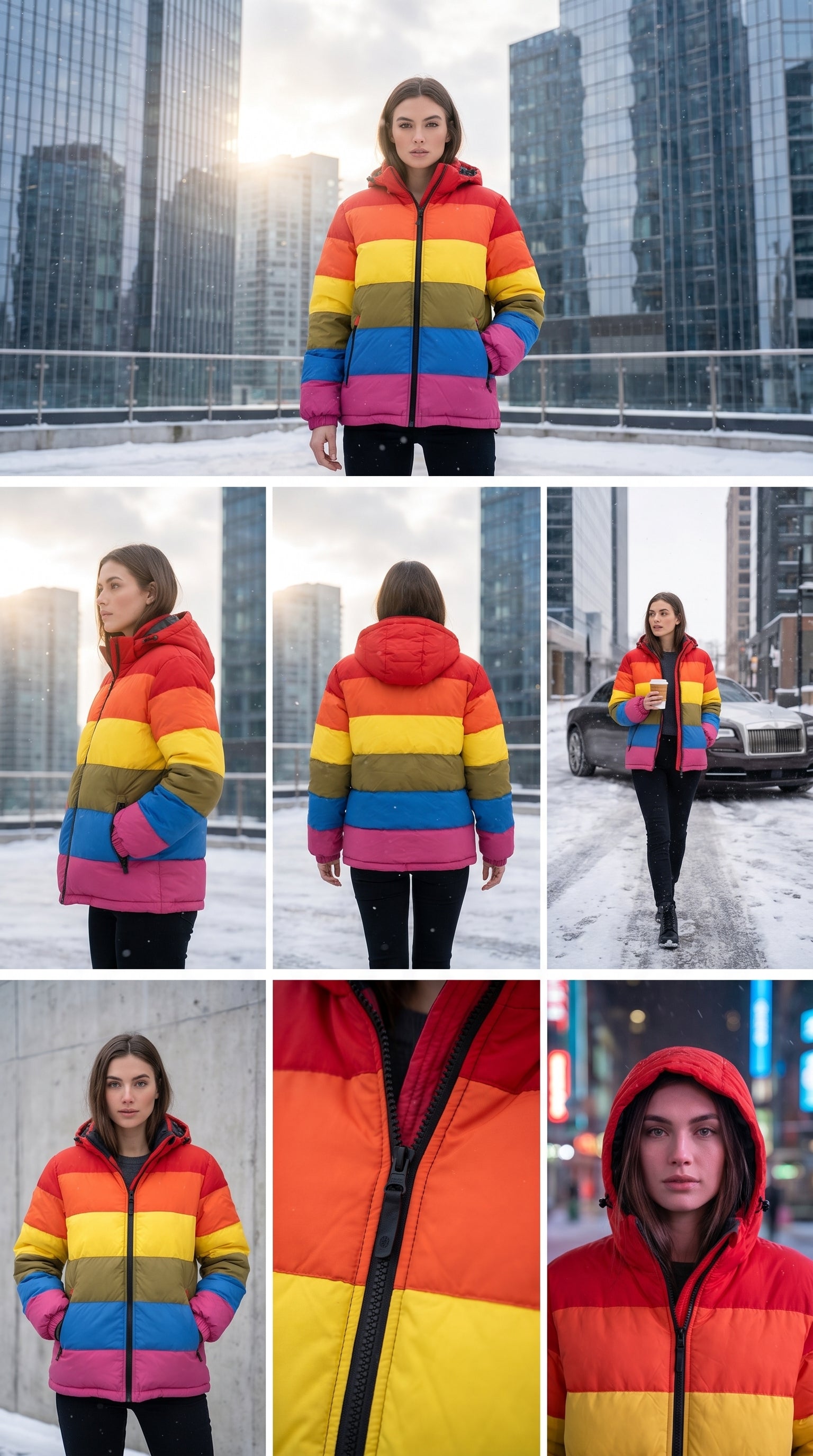 Rainbow Puffer Jacket for Men and Women