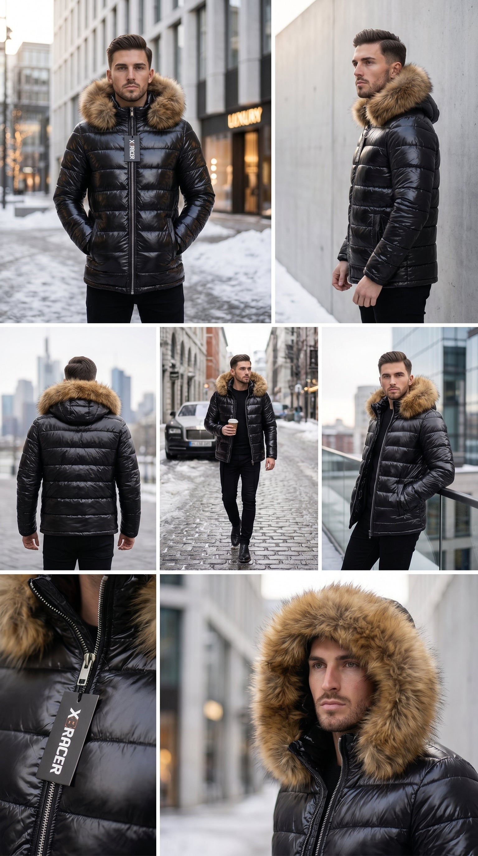 Shiny Black Puffer Jacket for Men and Women