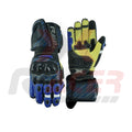 Black Motorbike Gloves with Yellow and Blue