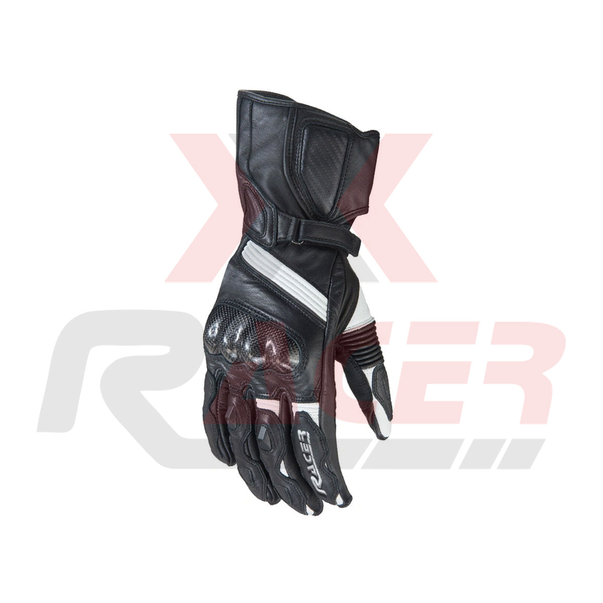 Black Motorbike Gloves with White