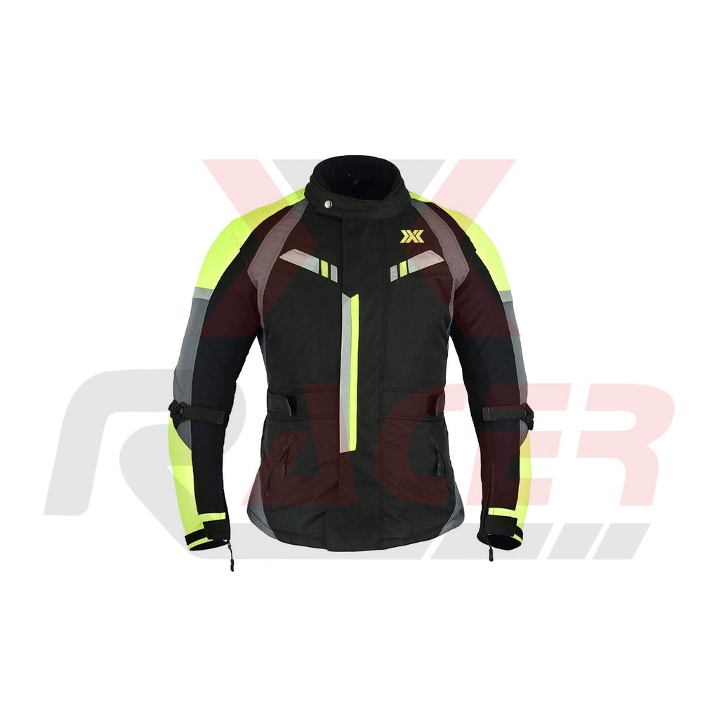 Black Textile Jacket with Yellow Patches