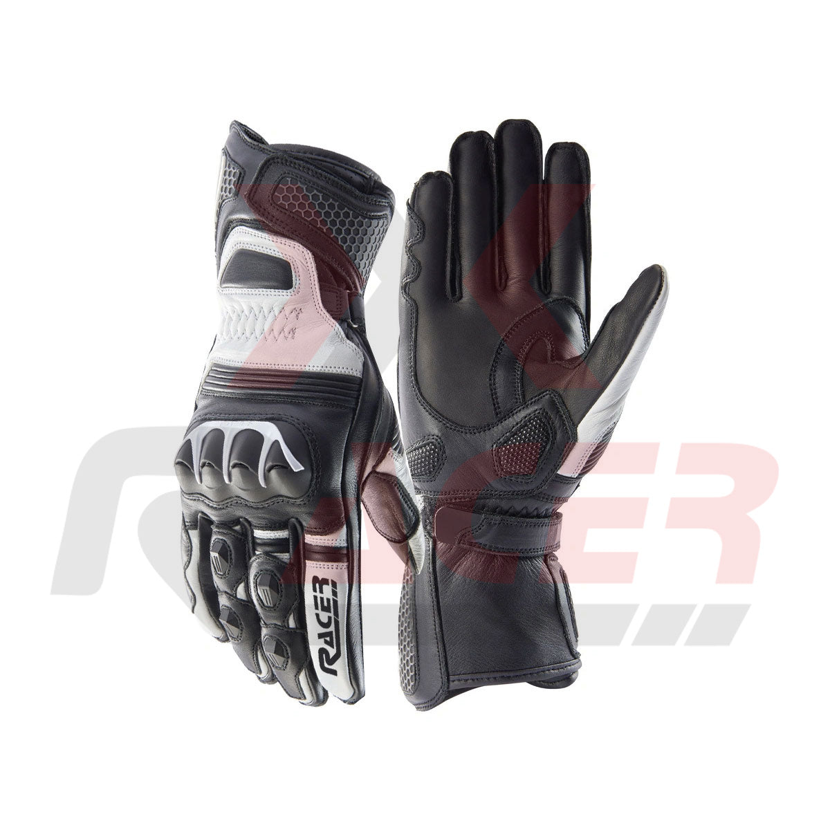 Black Motorbike Gloves with White Ankle