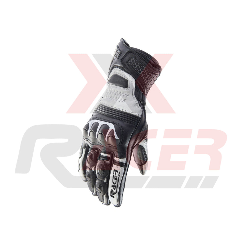 Black Motorbike Gloves with White Ankle