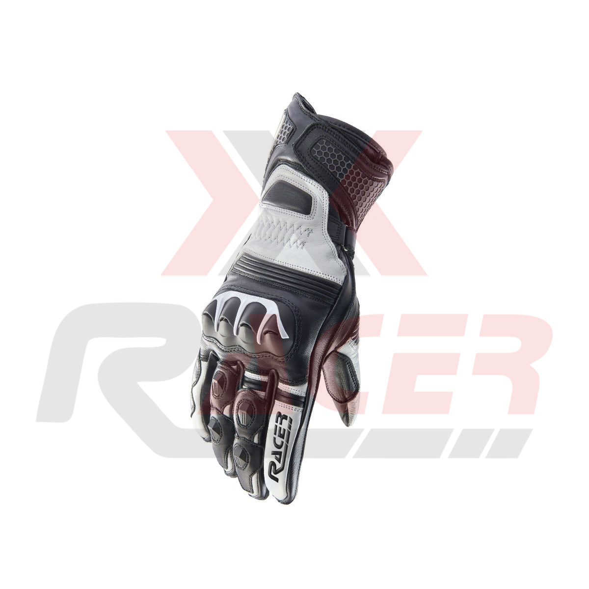 Black Motorbike Gloves with White Ankle