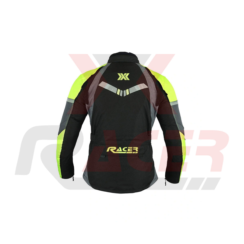 Black Textile Jacket with Yellow Patches