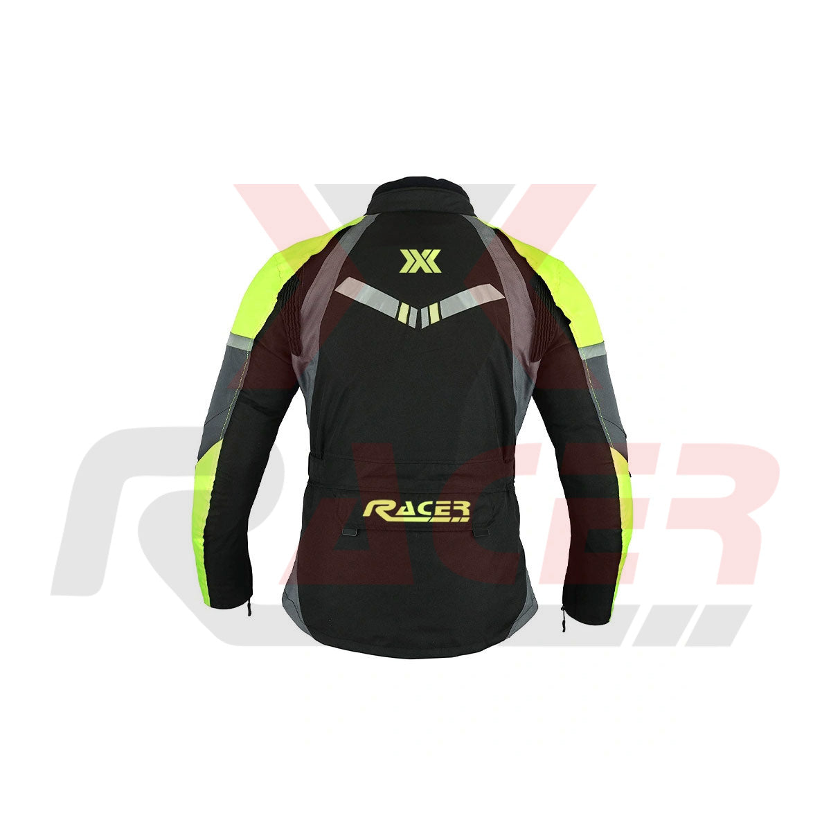 Black Textile Jacket with Yellow Patches