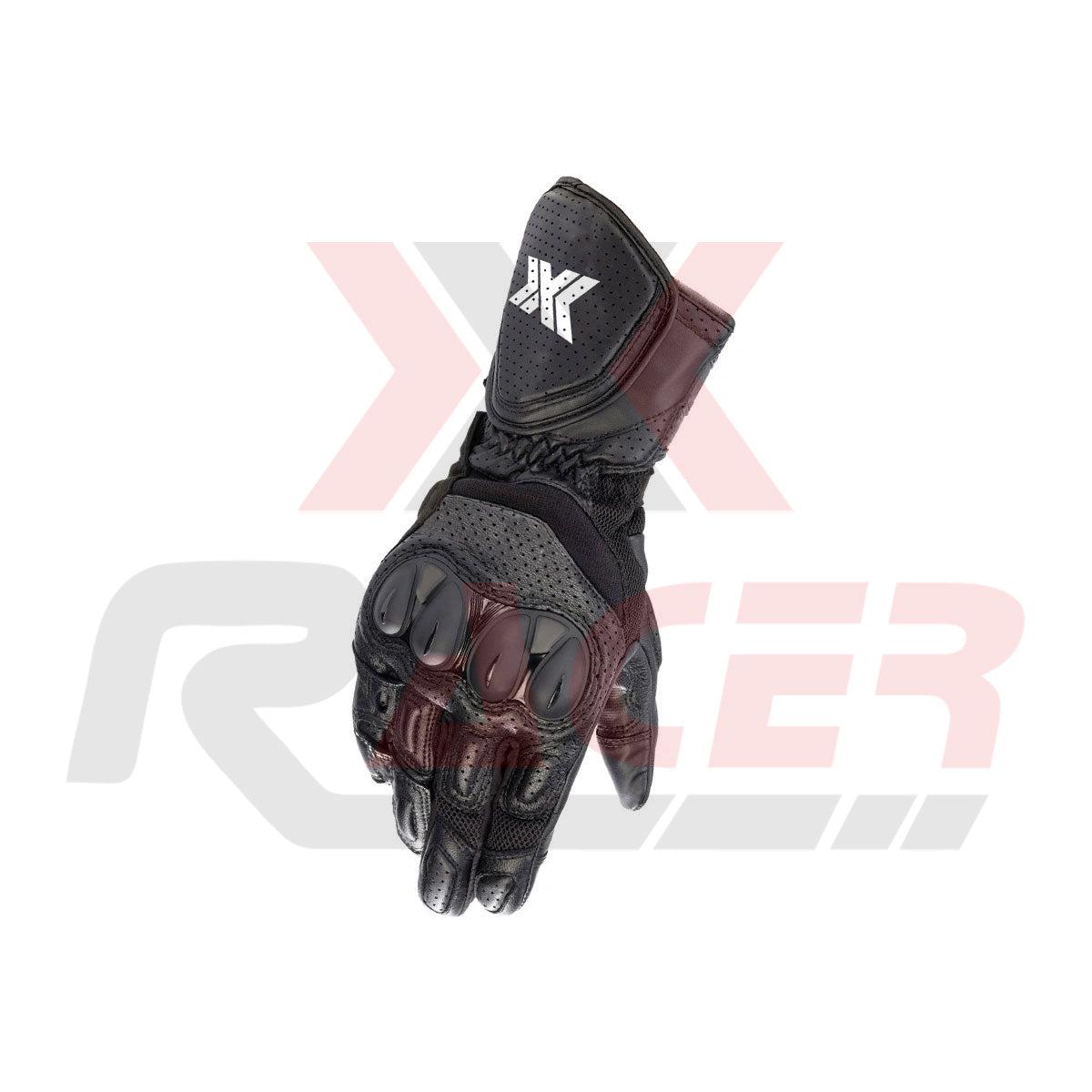 Black Motorbike Gloves with Dark Grey Design