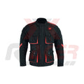 Black Textile Jacket with Red Patches