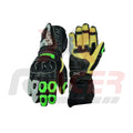 Black Motorbike Gloves with Yellow and Green